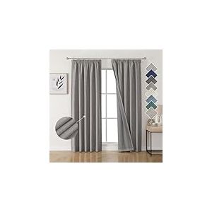 Joydeco 100% Rideau Occultant Thermique en Lin avec Galon Fronceur 140x200 cm 2 Pi&egrave;ces, Rideau Isolant Thermique Anti Froid et Chaleur &agrave; Passe Tringle pour D&eacute;coration de Porte Fen&ecirc;tre