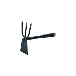 Fiskars Serfouette panne et fourche, Dents à pointe, Longueur : 30,5 cm, Tête en acier inoxydable, Manche en plastique, Couleurs : Noir/Orange, Ergo, 1027030