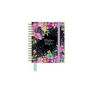 Takenote Agenda 2025 2026 - Taille A5 (16,5x20,5 cm), Un Jour Par Page, Format Académique de Septembre à Août, Spirale Double Wire’o, Bilingue : Espagnol et Anglais - Sophie