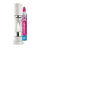 SodaStream ensō Machine à Eau Pétillante et Soda | Pack 1 Bouteille 1L Compatible Lave-Vaisselle + 1 Recharge de Gaz 60L à Clipser | Finition Blanc Sable