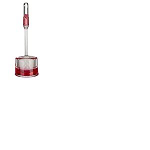 Premier Housewares Porte-Brosse WC en Acrylique avec cœurs flottants Transparent/Rouge 12 x 12 x 36 cm