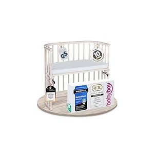 babybay Original lit cododo en Bois de hêtre Massif/Compact et modulable/Hauteur du lit réglable en continu/lit bébé évolutif (Peint en Beige) / avec Matelas