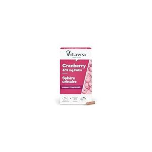 VITAVEA BIEN-ETRE - Cranberry Extraits de Fruits - Sphère urinaire - Formule concentrée 37,5 mg PACs - 30 gélules végétales - Fabriqué en France