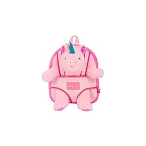 PERLETTI Sac &agrave; Dos Peluche pour Enfant 3/5 Ans - Mini Cartable Mignon de Voyage et Doudou Animal &Eacute;cole Maternelle - Petit Jouet Doux et Sacoche Petite Fille Gar&ccedil;on B&eacute;b&eacute; - 21x27x9 cm (Licorne Rose)