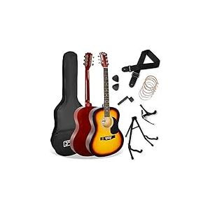 3rd Avenue Pack Guitare Acoustique 4/4 Taille Standard pour Débutants, Housse, Médiators, Jeu de Cordes de Rechange, Stand, Sangle, Capodastre – Sunburst