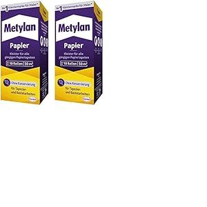 Metylan Colle à Papier Metylan Papier, Colle à Papier Forte pour Papier Peint léger, Normal et Lourd, 1 x 125 g de Colle pour tapisser et bricoler sans conservateurs (Lot de 2)