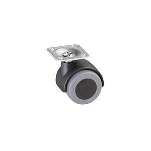 Metafranc Roulette double Ø 40 mm – Plaque de 38 x 38 mm – Roue en TPR – Surface de roulement souple – Roulement coulissant – Charge maximale 30 kg / Roulette de transport / rouleau de meuble / rouleau de conteneur / rouleau de parquet / 802200