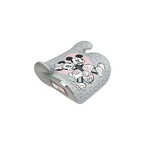 Disney Minnie & Mickey Mouse Réhausseur voiture enfant i-Size ECE R129. Siège auto pour la sécurité des enfants d'une hauteur de 125 à 150 cm. Réhausseur auto, siège pour enfant sur fond gris.