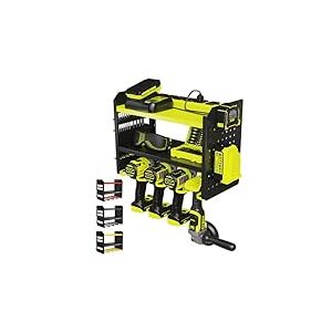 BUILTSTRONG Support mural pour outils &eacute;lectriques &ndash; &Eacute;tag&egrave;re de rangement pour outils &agrave; main en m&eacute;tal robuste &agrave; 3 niveaux, supports utilitaires, support de perceuse, panneau perfor&eacute;, et plus encore &ndash;