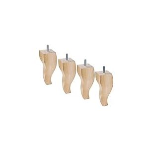 Margot 3700527828459 Louis XV Lot de 4 Pieds de Sommier, Vernis Naturel, Hauteur 15 cm