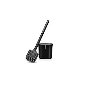 VINATO Brosse WC Silicone avec Support, Brosse Toilettes Silicone，Brosse WC Suspendu Noire pour Salle de Bain