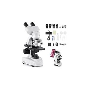 VEVOR Microscope Binoculaire Professionnel, Kit de Microscope Compos&eacute; avec Grossissement 40-2000X, Corps en Alliage d'Aluminium, &Eacute;clairage LED et Support de T&eacute;l&eacute;phone Inclus, pour Laboratoire, &Eacute;cole