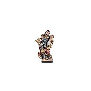 DRW Figurine de Saint Joseph avec Enfant en r&eacute;sine Peinte &agrave; la Main Style Mouvement de 14 cm