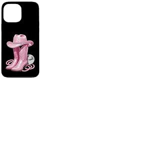 Bottes de Cowgirl Roses avec Strass et Boule Miroir pour Femmes et Filles Coque pour iPhone 13 Pro Max