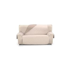 ECOMMERC3 Housse de canap&eacute; 4 Places XL, Super r&eacute;glable, r&eacute;versible, Couleur Lin/Cuir, rembourr&eacute;e et Extra Douce, fabriqu&eacute;e en Espagne