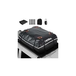 Favoto Coffre de Toit Voiture Imperméable - Sac de Toit Porte-Bagages 425L Pliable avec Tapis Antidérapant Crochet de Porte et Sangles de Renfort pour Le Transport des Bagages Noir