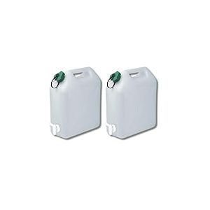 EDA - Bidon &agrave; Eau 10 L - Jerrican Extra Fort avec Bouchon Simple et Robinet - Certifi&eacute; Contact Alimentaire - 29 x 14 x 35 cm - Naturel (Lot de 2)