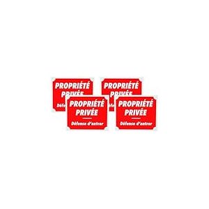 Januel - Panneau Propriété Privée Défense d'Entrer - Panneau Signalétique - 30x25cm - Rouge & Blanc - Akylux Souple 4mm Taille Unique (Lot de 4)