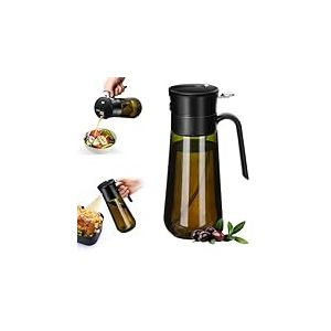 Euqvunn Spray Huile Cuisine d'olive, Vaporisateur Huile 2-en-1 Spray & Verseur [Jet Fin & Filtre Anti-Colmatage] Pulvérisateur Huile Cuisine Accessoires, Airfryer, Four, Huile/Vinaigre/Sauce, 580 ml