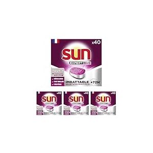SUN - pastilles lave-vaisselle Tout en 1 Expert Plus - 40 tablettes - regular - imbattable sur les taches incrust&eacute;es de + de 72h - Fabriqu&eacute; en France (Lot de 4)