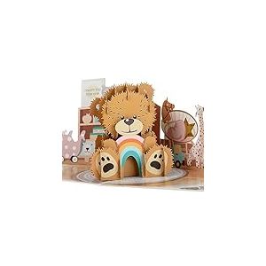 Cardology Carte Pop-Up Nouveau-Né Ourson – Cadeau Naissance 3D Fille ou Garçon | Carte Félicitations Bébé Fait Main | Souvenir Baby Shower | Carte Message Incluse