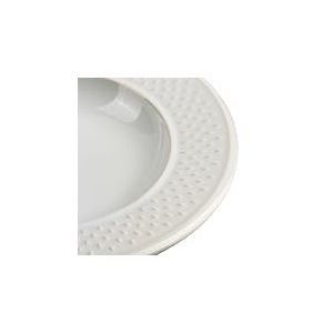 Genevieve Lethu 545286 Lot de 6 Assiettes Creuses Modèle Grain de Riz - Faïence Blanche - Ø 22,5 cm