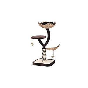 CROCI Natural Magnolia - Griffoir Chats Adulte, Grand et Petit - Poteau Griffoir Chats avec Siège et Canapé avec Coussin - Accessoires Carton et Jeux pour Chats et Animaux Domestiques