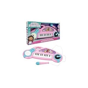 Lexibook, Gabby et la Maison Magique, Piano &eacute;lectronique pour Enfants avec Effets Lumineux, Microphone, Batterie, Haut-Parleur int&eacute;gr&eacute;, m&eacute;lodies de d&eacute;monstration, Lecteur DJ, Rose/Bleu, K704GDHLXB