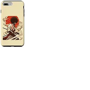 Samoura&iuml; Afro - Illustration Japonaise Guerrier Noir Coque pour iPhone 7 Plus/8 Plus
