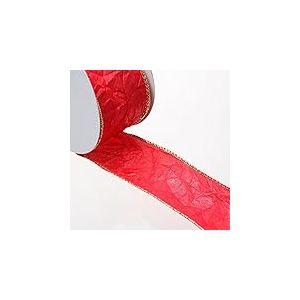Deko und Band Crash Ribbon avec Bord Rouge – 50 mm Largeur sur 9.14 m rôle – 97641 030 Fil R (1,94 €/m)