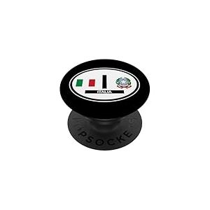 Autocollant ovale pour voiture avec drapeau et blason Italie PopSockets PopGrip Adhésif