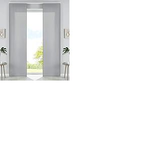 Gardinenbox 85600N2 - Lot de 2 Rideaux coulissants en Microfibre - avec Chariot de Panneau et Barre de lestage - Gris Mat - 245 x 60 cm (H x l)