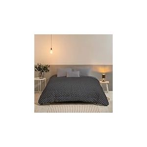 Bleu Câlin Couette Chaude Imprimée 1 Personne Hermance, Polyester, Gris, 140 x 200 cm