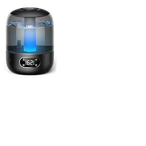 Dreo 3L humidificateur d'air bébé Silencieux 26dB, Ultrasonique Brume Fraîche, Buse 360°, 30H Autonomie, Diffuseur d’Huiles Essentielles, Lumière Ambiance, pour Maison, Plantes, Noir