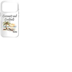 Noix de Coco et Cocktails Malibu Vacation Getaway Design Sunset Coque pour iPhone 17 Pro