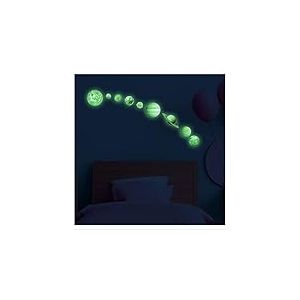 Stickers adh&eacute;sifs Phosphorescent, Sticker Autocollant Lumineux Plan&egrave;tes du Syst&egrave;me Solaire - D&eacute;coration murale fluorescente, 35 x 35 cm