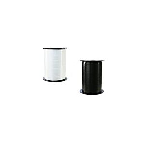 Clairefontaine 601729AMZC - un lot de 2 bobines de Ruban Bolduc Lisse - 500mx0,7 cm - Emballage cadeau, accessoire de décoration- Noir/Blanc