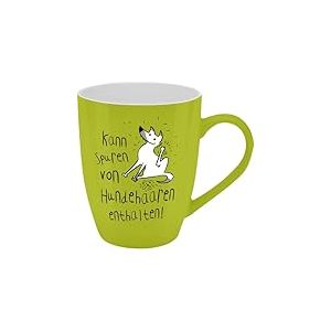GRUSS & CO 74216 Tasse avec motif poils de chien | Tasse avec inscription en allemand New Bone China en porcelaine, 35 cl, avec baignoire-cadeau | Cadeau amusant pour anniversaire