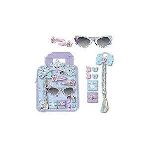 Set de beaut&eacute; pochette lunettes La Reine des Neiges | Kit d'accessoires pour enfants avec couronne, lunettes de soleil, tresse et pinces | Accessoires cheveux Elsa et Anna Disney
