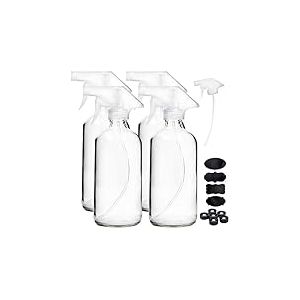 Youngever Lot de 4 Flacons Vaporisateurs Vide en Verre Transparent sans BPA, 500ML