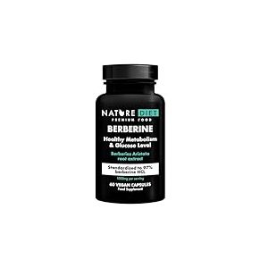 Nature Diet Berberine - 1000 mg de Berbérine par Portion (500 mg par Capsule) - 60 Capsules Véganes - Soutient le Métabolisme, la Glycémie & la Santé Digestive