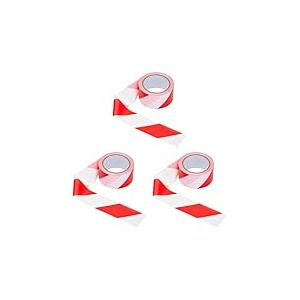 La cordeline Ruban Signalisation Poly&eacute;thyl&egrave;ne Basse Densit&eacute; (LDPE) 50mm x 100 m Ruban Balisage Rouge et Blanc (Lot de 3)