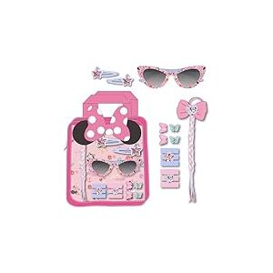 Set de beaut&eacute; avec pochette &agrave; lunettes Minnie Mouse | Accessoires pour cheveux avec tresse, pinces, lunettes et jarreti&egrave;res | Kit enfant Disney Classic Rose