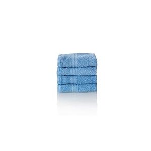 ALCLEAR - Lot de Serviettes éponge de qualité supérieure, Gamme Disponible en 6 Coloris et 5 Tailles, Coloris : Jeans Bleu, 4 Serviettes invités de 30 x 50 cm, Oeko-Tex Standard 100