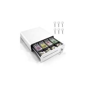 Tera Tiroir-caisse 13 pouces : ouverture automatique avec 6 clés Version lourde 4 compartiments à billets 4 compartiments à monnaie Compartiment à monnaie Tiroir multimédia 24 V RJ12 Serrure à clé