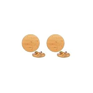 Relaxdays Plateau tournant en Bambou, Rotatif à 360°, Rond, pour Le Service, pour Vos épices, diamètre : 40 cm, Nature, Brown (Lot de 2)