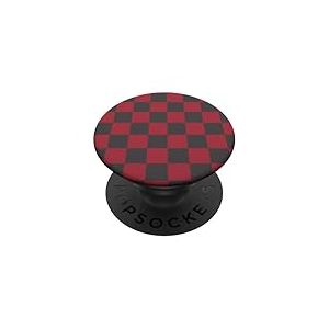 Motif Damier - Rouge et Gris &agrave; Carreaux PopSockets PopGrip Adh&eacute;sif