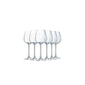 Cristal d'Arques Paris - Collection Swirly - 6 Verres &agrave; pied 35cl - Fabriqu&eacute;es en France - Emballage renforc&eacute;