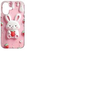 Fraises Lapin sur Fond Rose pour Filles et Femmes Coque pour iPhone 17