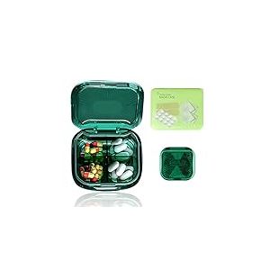 Pilulier de Poche Transparent avec Etui Cadeau, Pilulier &agrave; 4 Compartiments, Organisateur de M&eacute;dicaments en Plastique de Qualit&eacute; Alimentaire